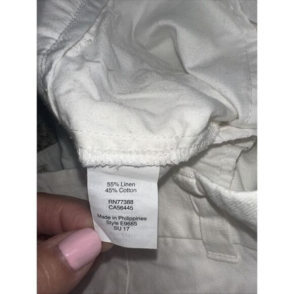 Womens J Crew White Linen Scalloped Shorts Size 6 Inseam 3.5 EUC - Picture 4 of 5